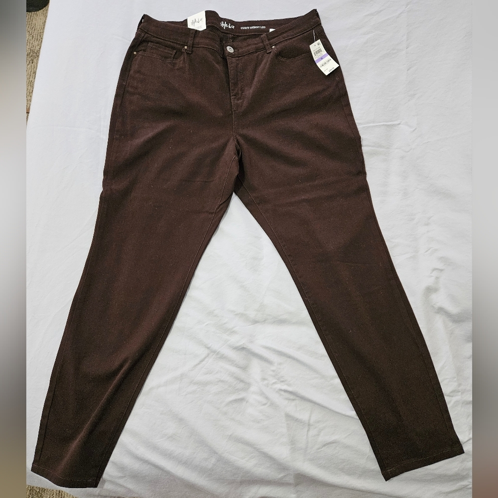 Style & Co Chocolate Skinny-Leg Jeans Mid Rise Tummy Conrol